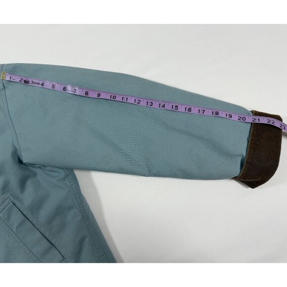 Y2K Era L.L. Bean Barn Coat L Rare Lt Blue w/Corduroy Trim Quilt Insulated Jacke - Picture 16 of 16